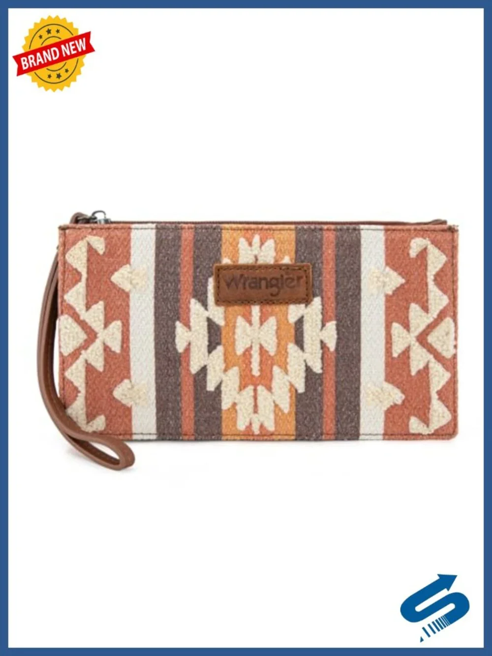 Wristlet Clutch Purse with Towel Embroidery and Zipper
